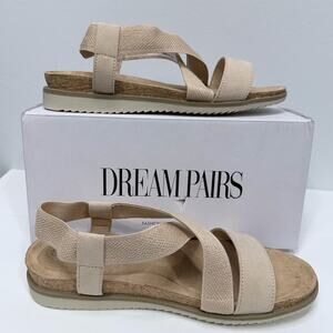 Dream Pairs Women's Nude Comfortable Low Wedge Sandals / Size-7.5
